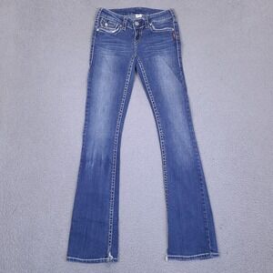 Silver Jeans Dawson Womens 25X32 Blue Slim Bootcut Leg Thick Stitch Low Rise